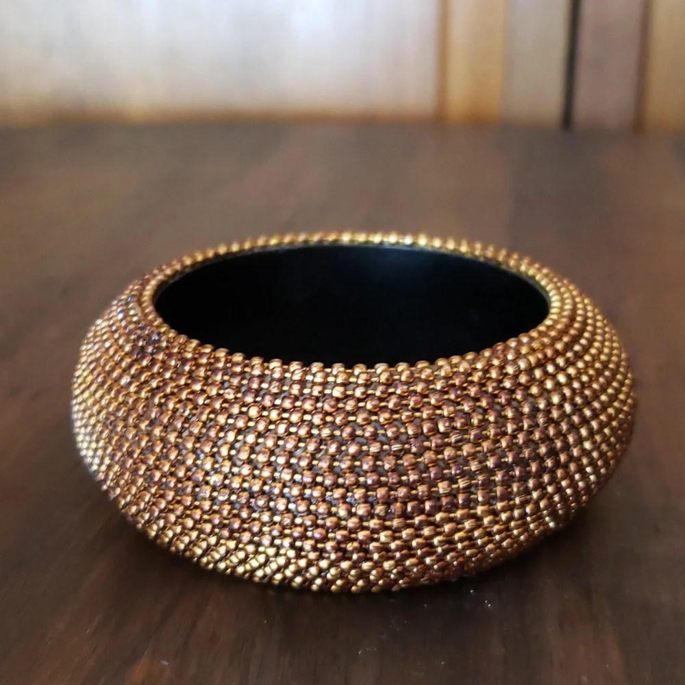 Wide Chunky Domed Copper Colored Bangle Bracelet